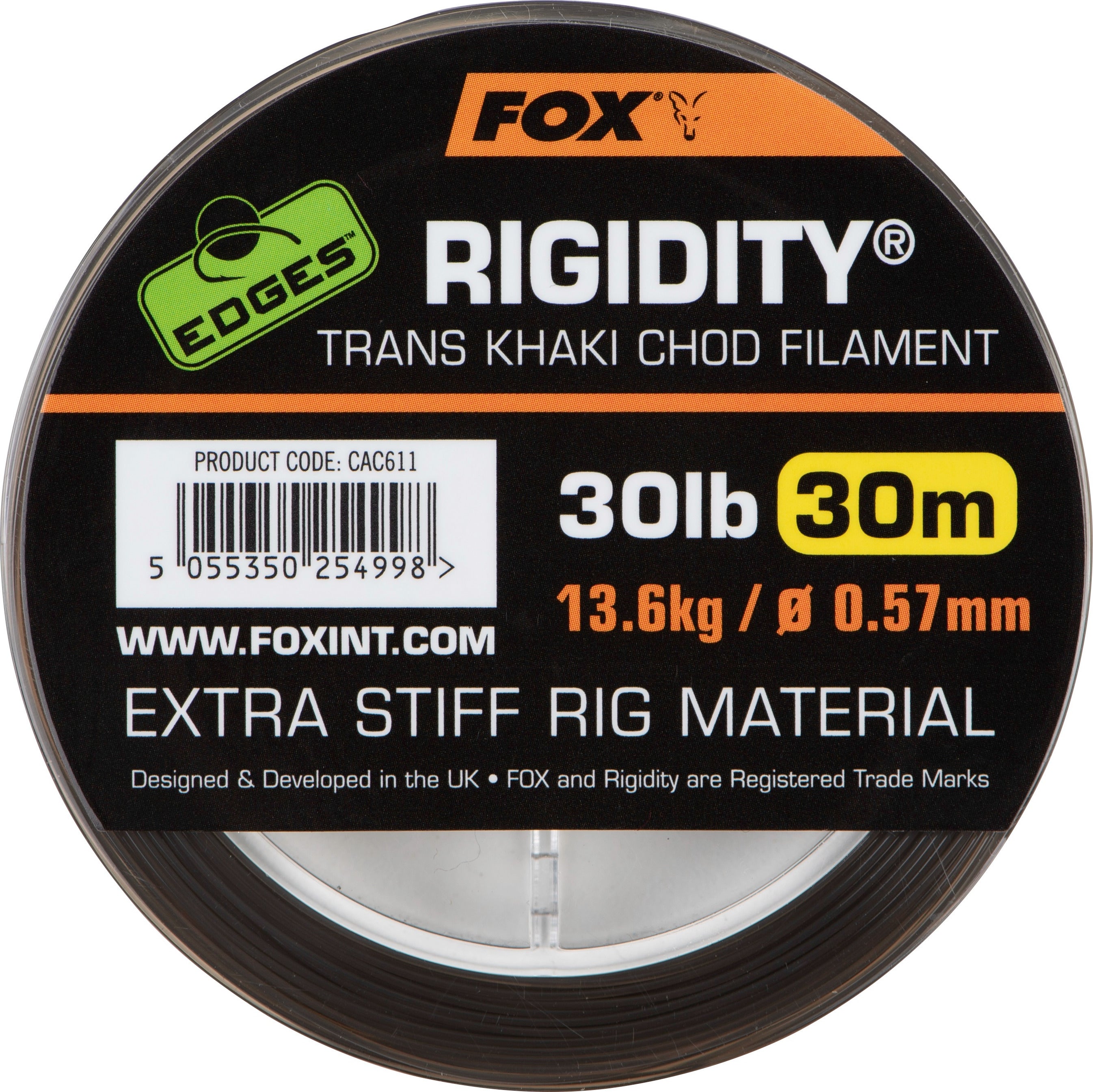Fox - Edges Rigidity Chod Filament 0.53mm 25lb x 30m trans khaki