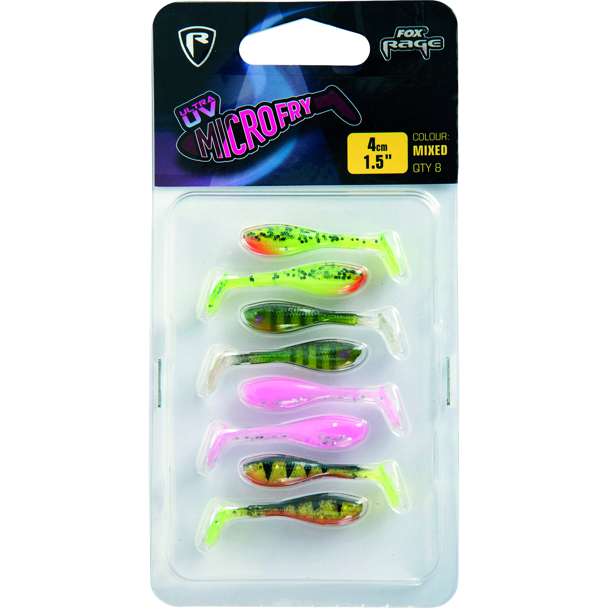 Fox Rage - Mini Fry UV Mixed Colour Pack 2 4cm 8pcs