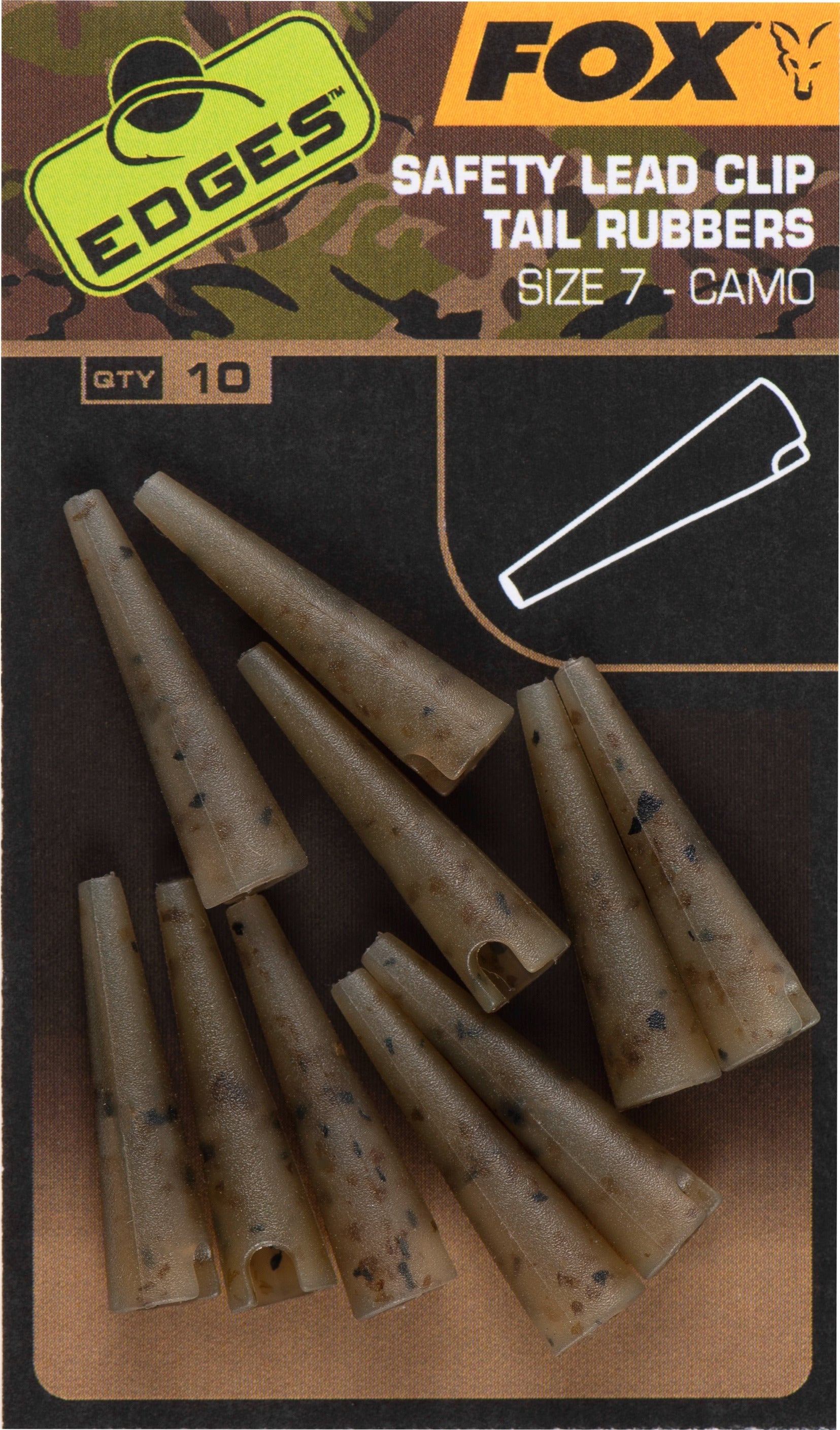 Fox - Edges Camo Size 7 Lead Clip Tail Rubbers