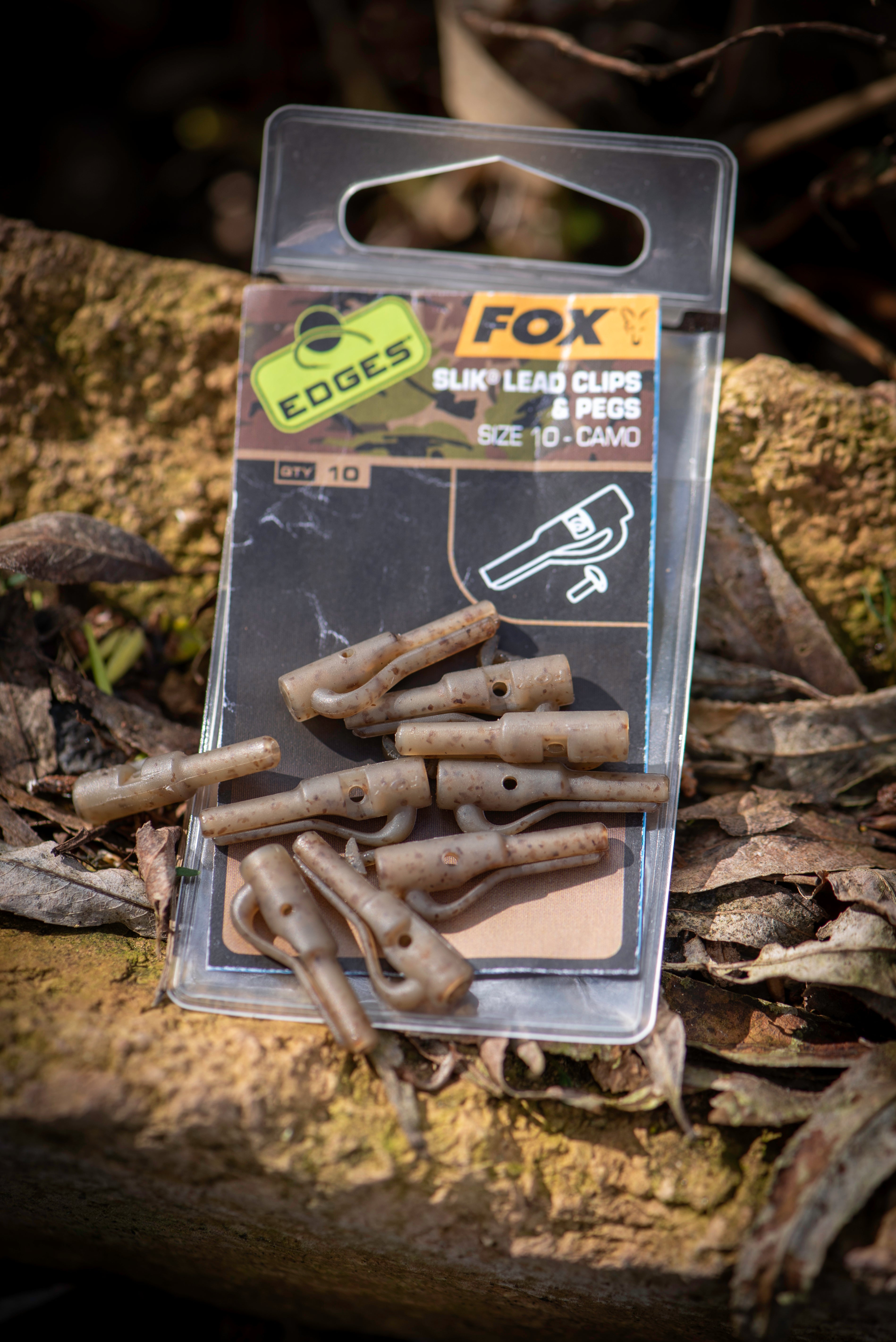 Fox - Edges Camo Size 10 Slik Lead Clip + Pegs