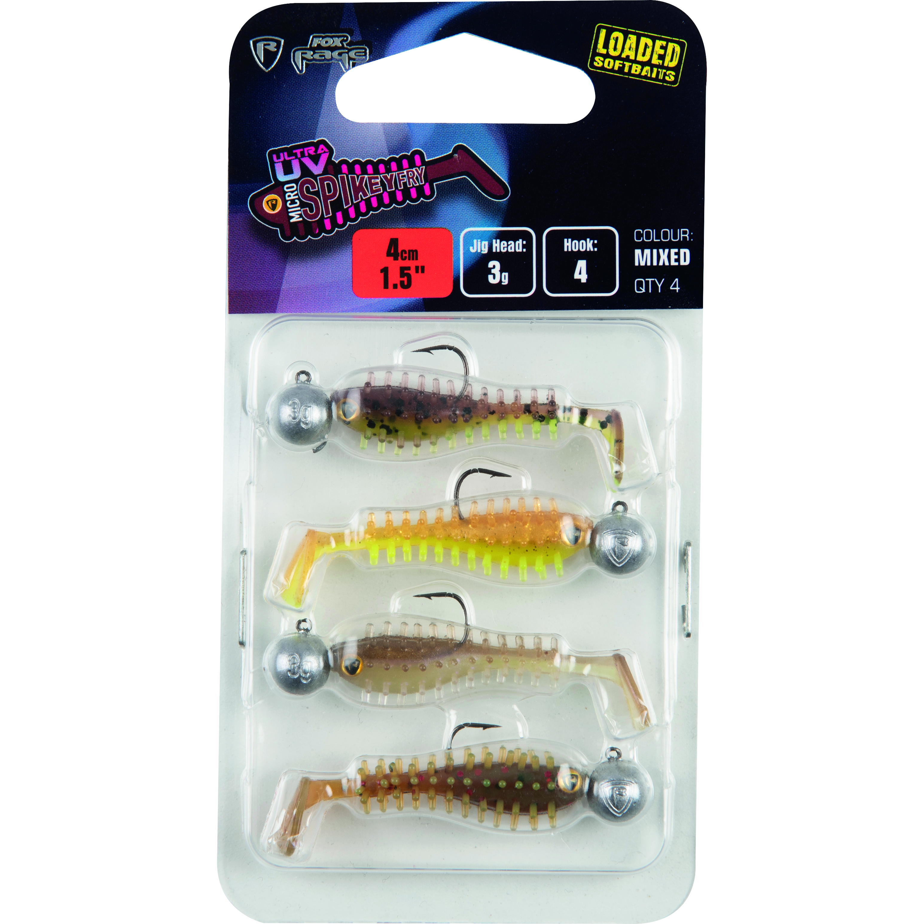 Fox Rage - Micro Spikey Fry Mixed UV Colour Pack loaded