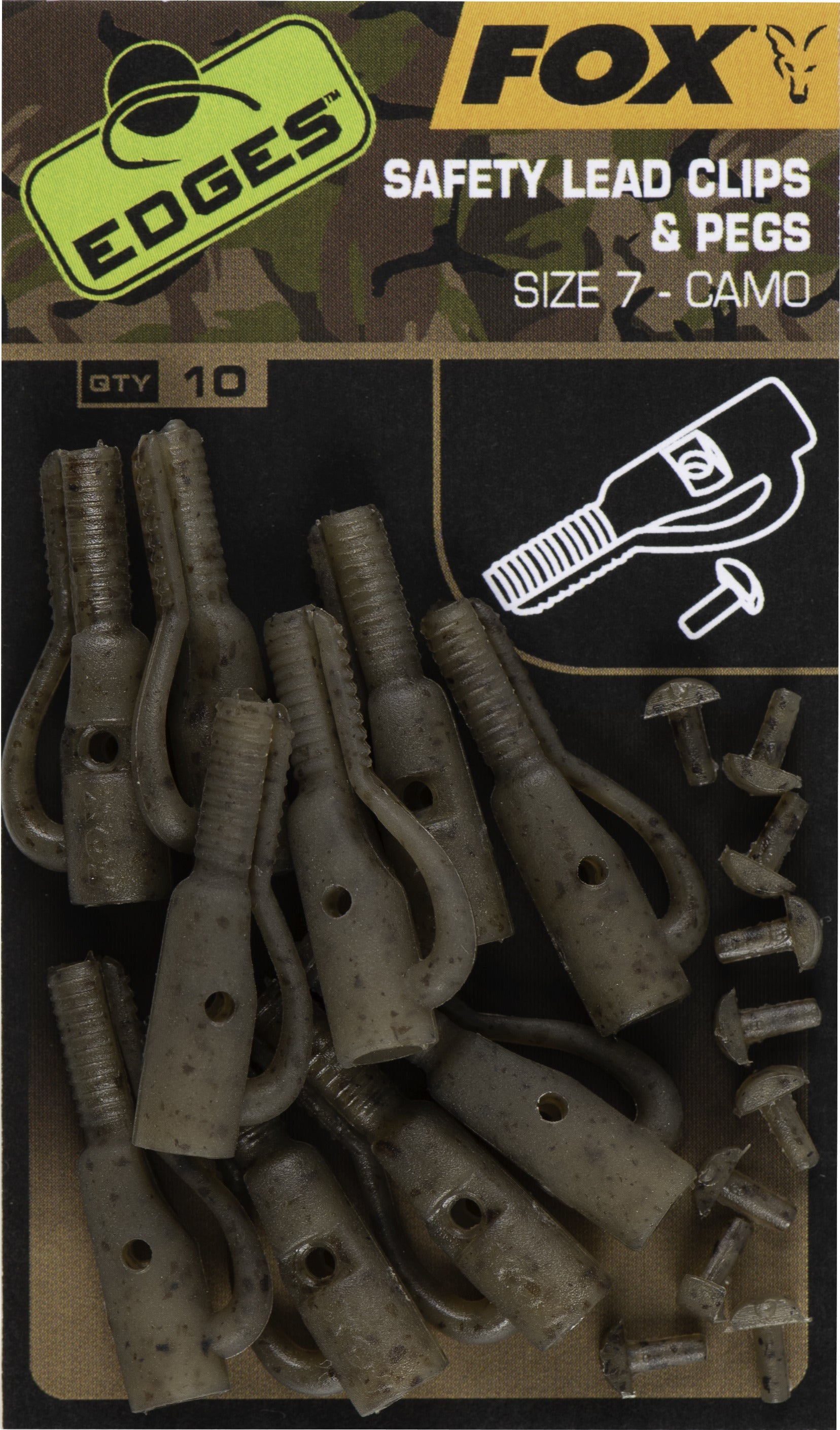 Fox - Edges Camo Size 7 Lead Clip + Pegs