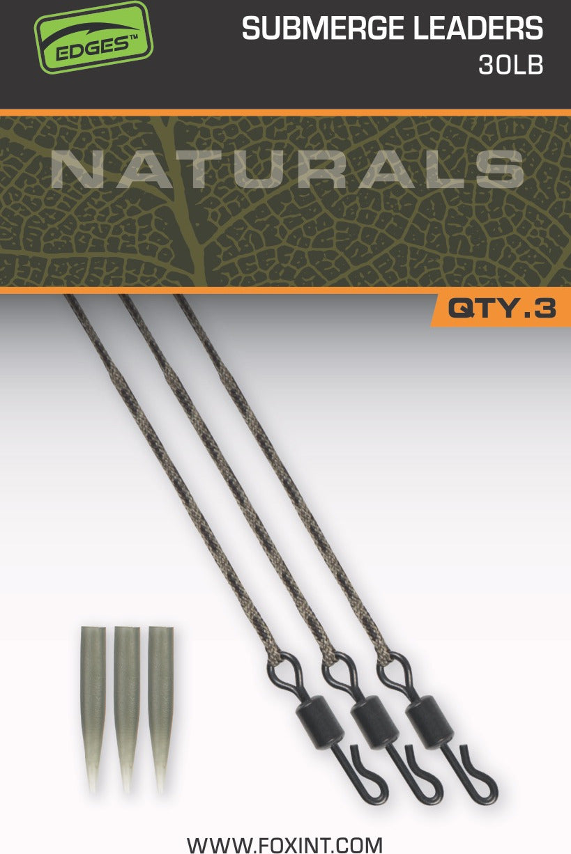 Fox - Edges Naturals Submerge Leaders 30lb 3pcs