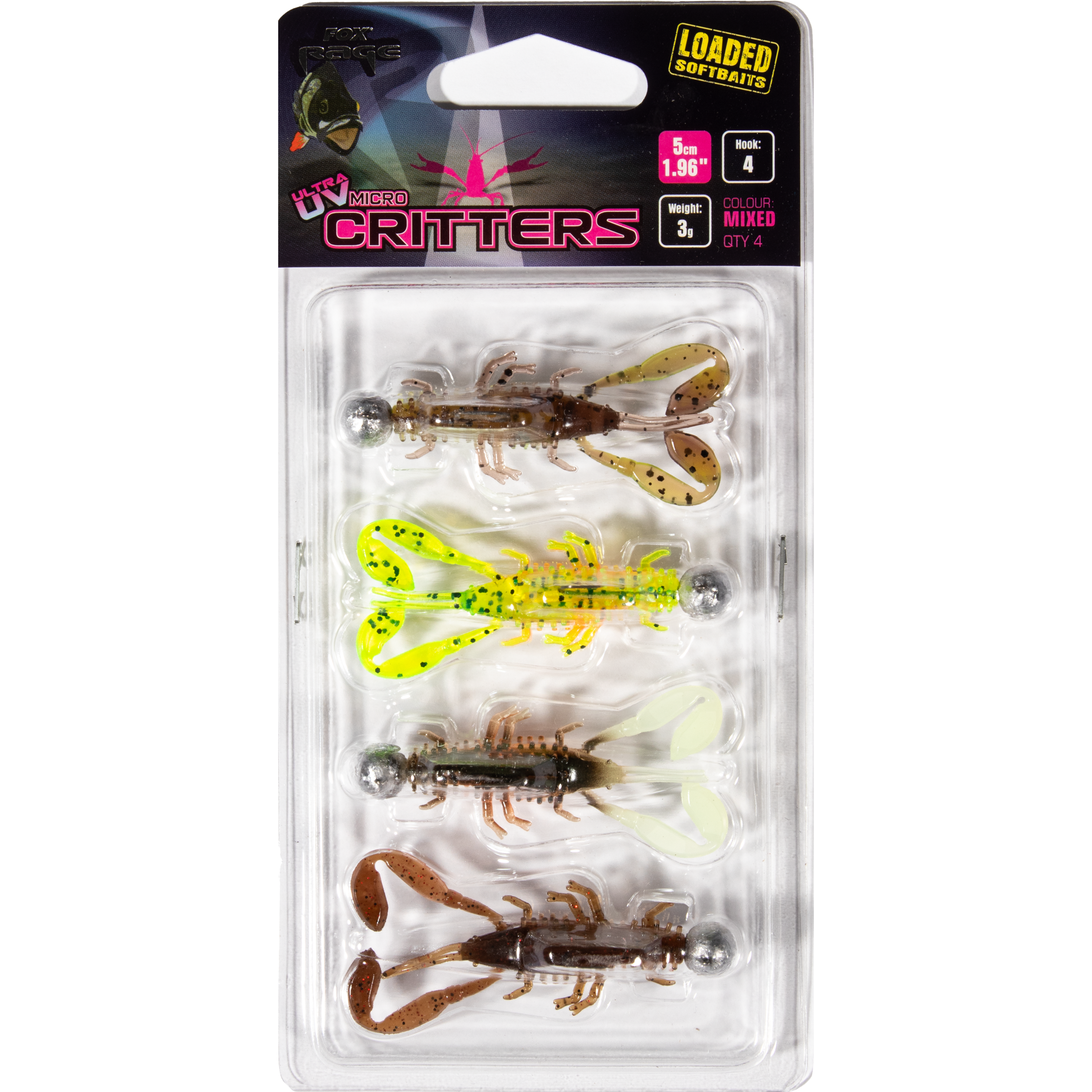 Fox Rage - UV Micro Critter 5cm 4pcs loaded 3g