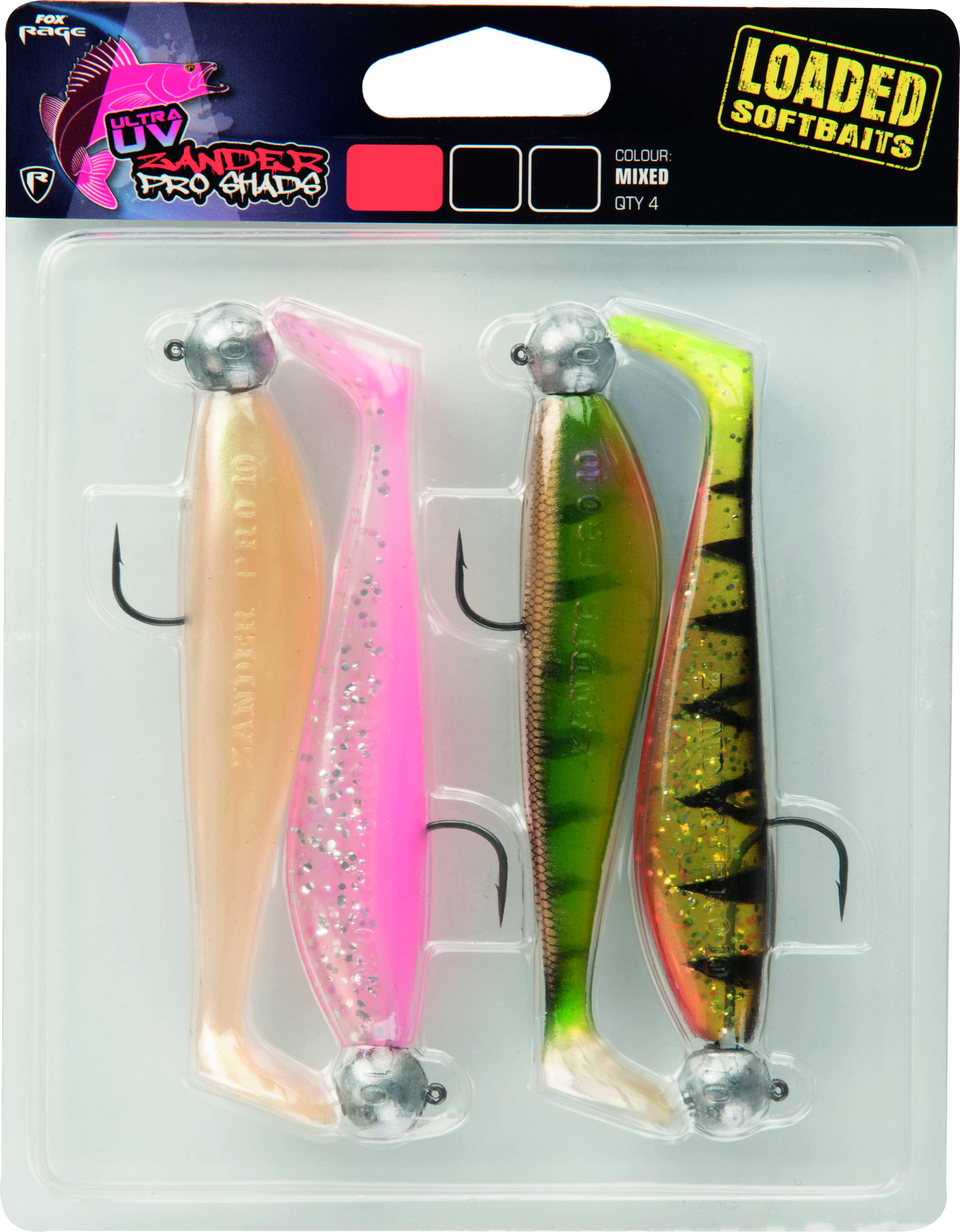 Fox Rage - Zander Pro Shad Loaded UV Mixed Colour Packs 1 7cm 5g 1 0 4pcs