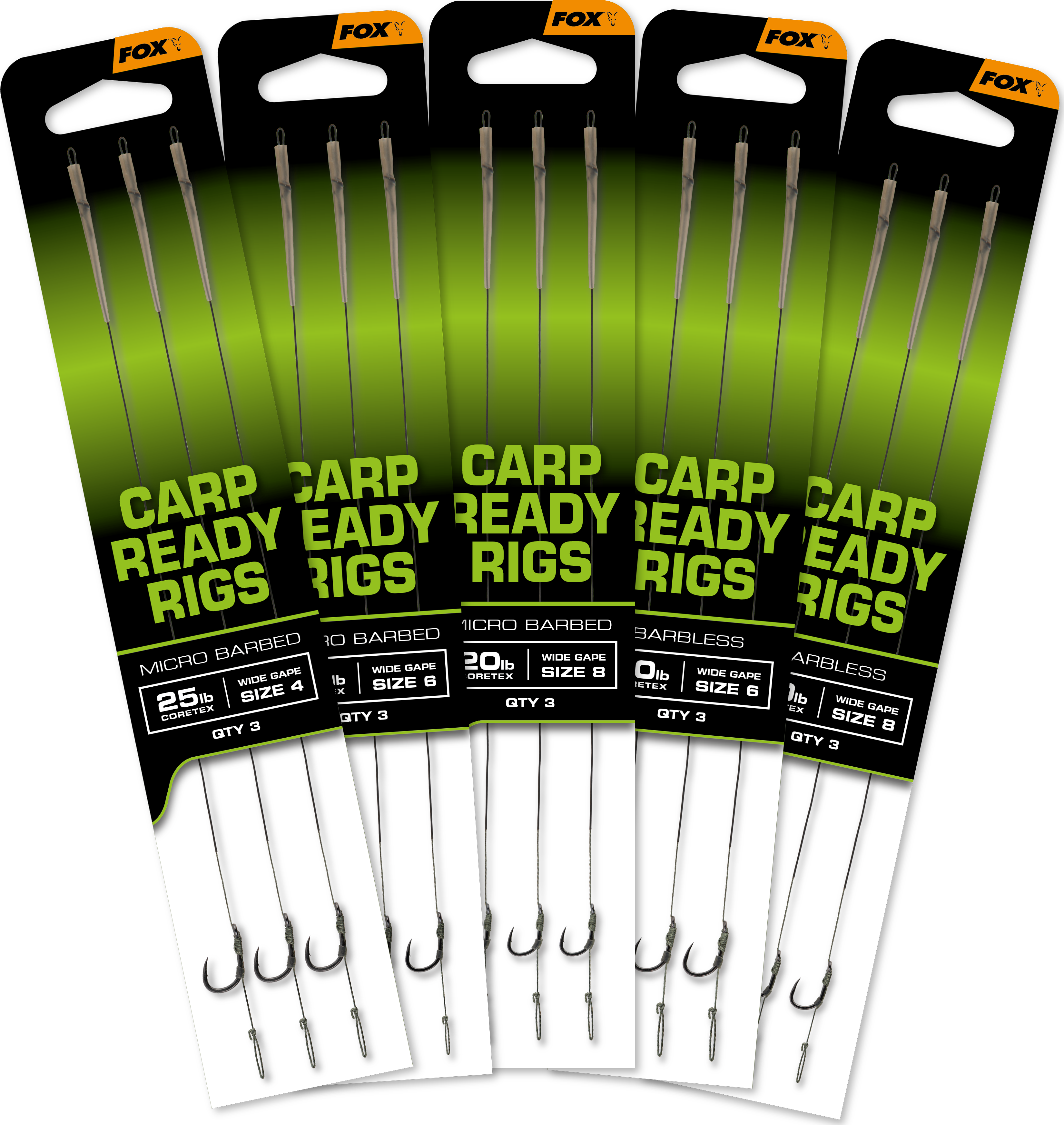 Fox - Carp Ready Rigs Wide Gape Size 4 25lb 3pcs