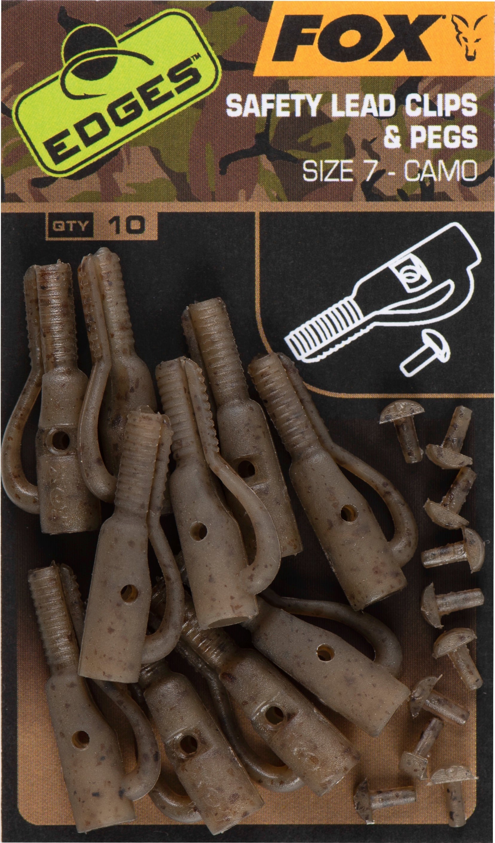 Fox - Edges Camo Size 7 Lead Clip + Pegs