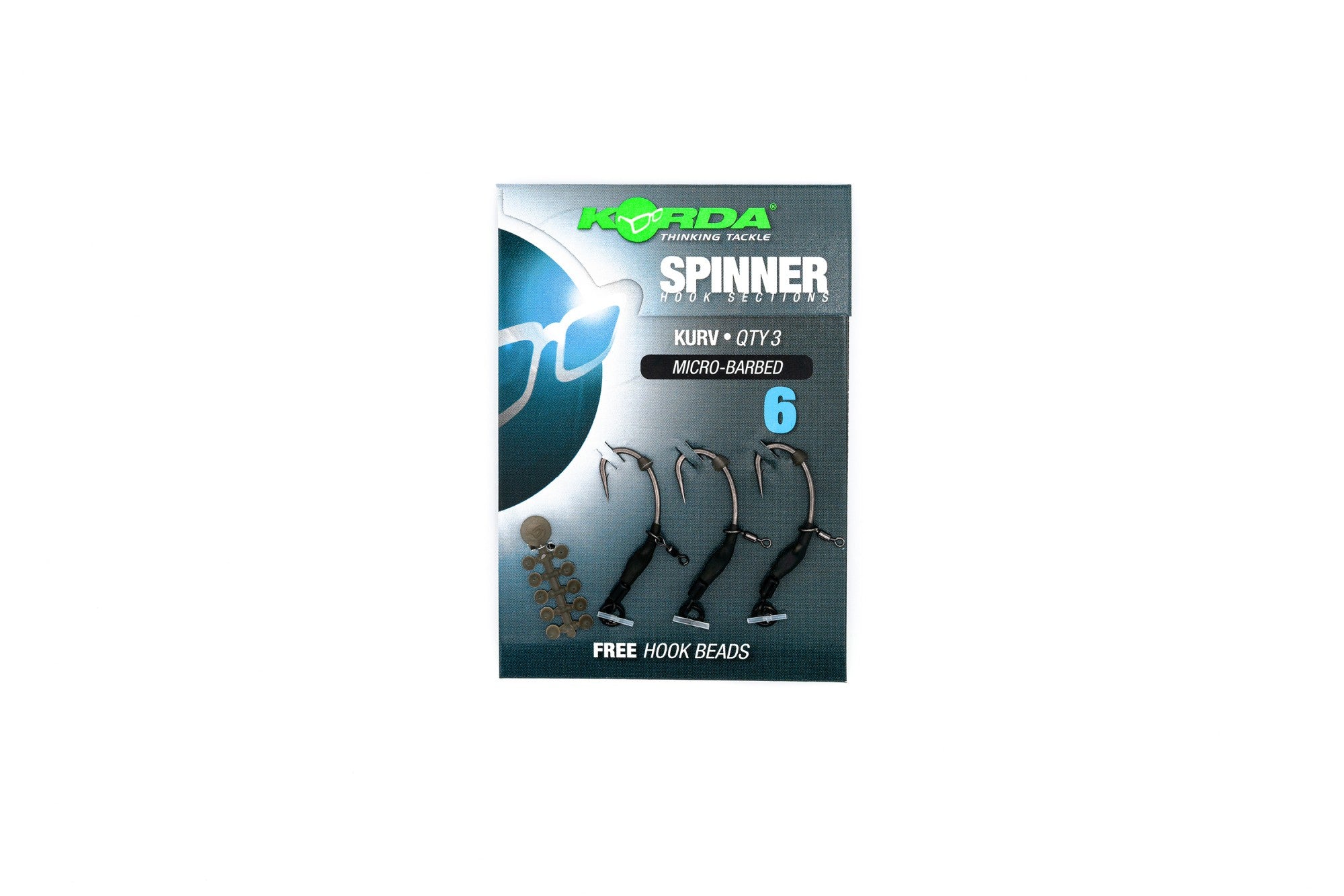 Korda - Spinner Hook Sections Kurv Shank Barbless Size 4 x3