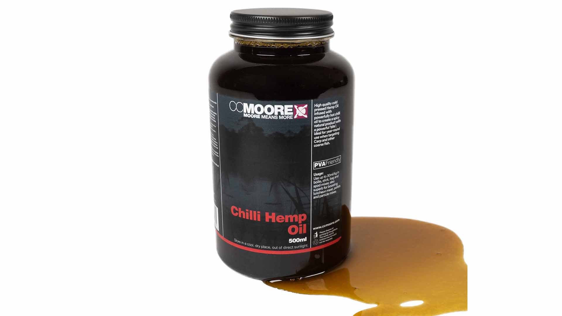 CC Moore Chilli Hemp Oil 500ml bottle of spicy hemp seed oil bait additive