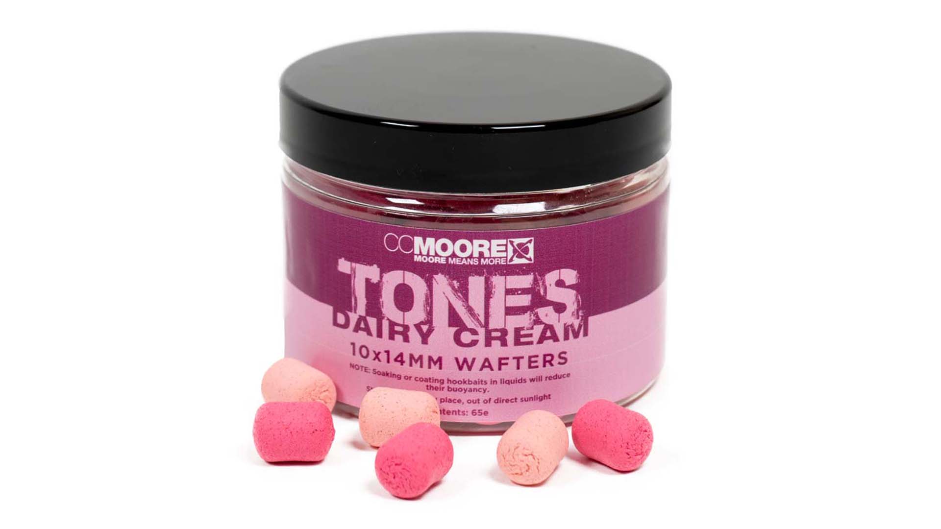 CC Moore Dairy Cream Tones Dumbell Wafters 10x14mm pot of 65 pink dumbell carp hookbaits