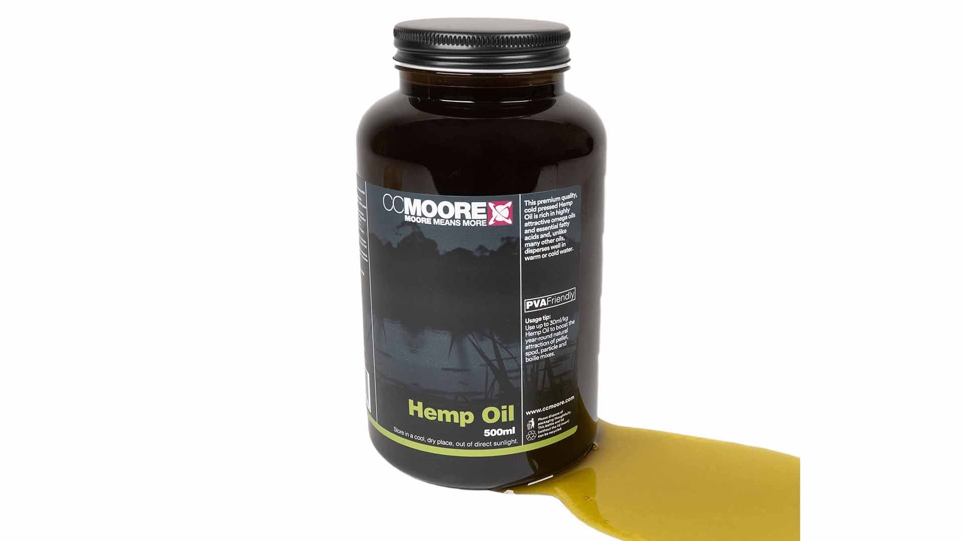 CC Moore Hemp Oil 500ml bottle of cold-pressed hemp seed oil carp bait additive