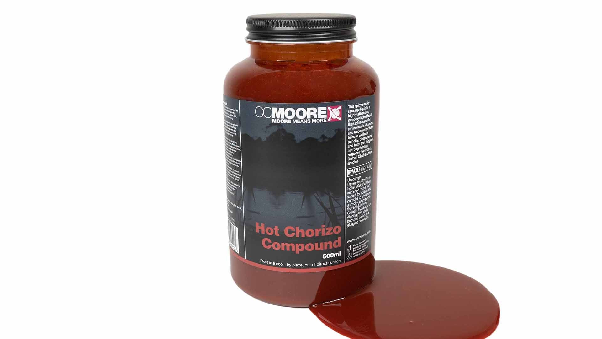 CC Moore Hot Chorizo Compound 500ml bottle of smoky spicy carp liquid bait food