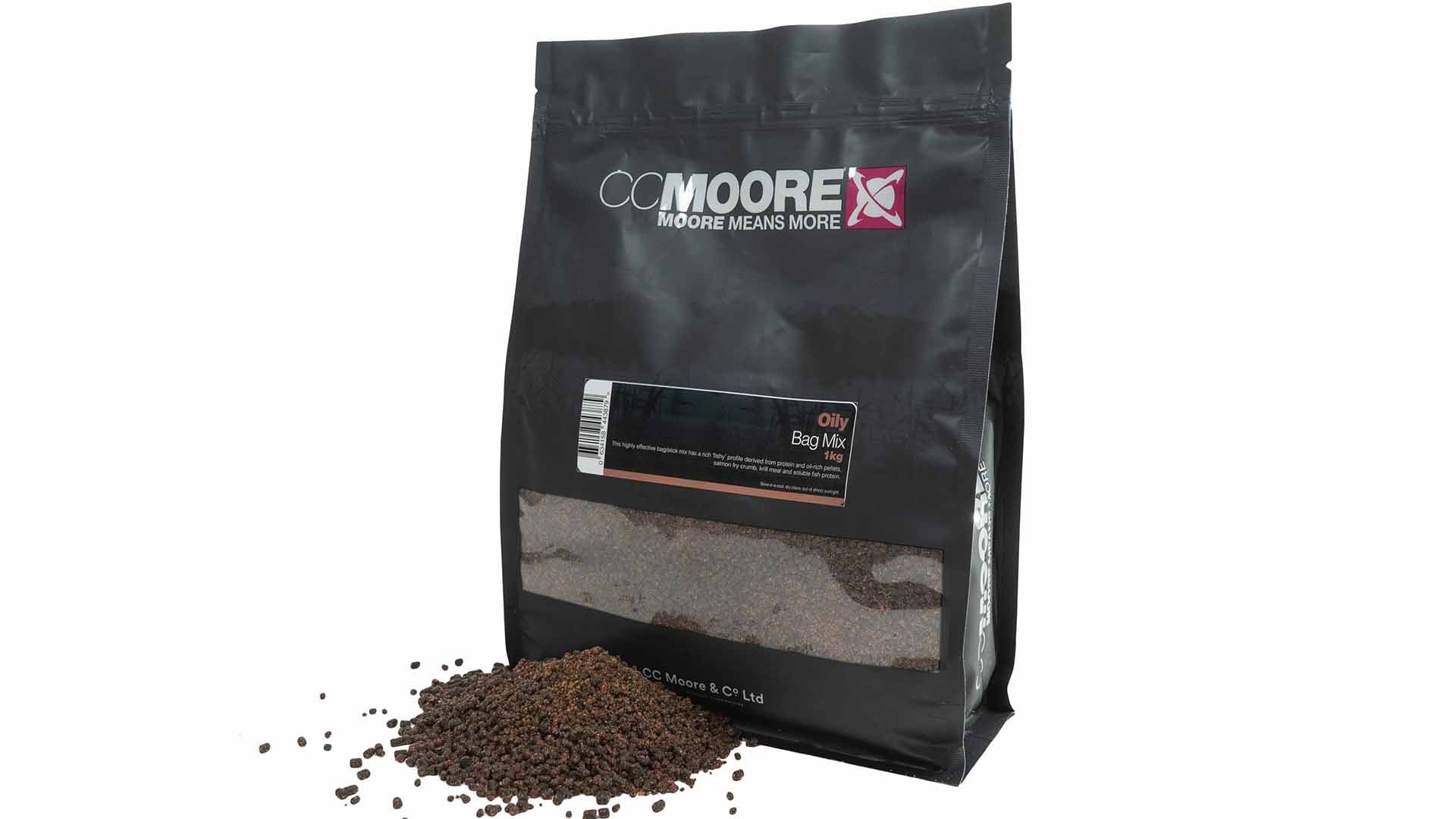CC Moore Oily PVA Bag Mix 1kg resealable bag with fishmeal and krill carp bag mix